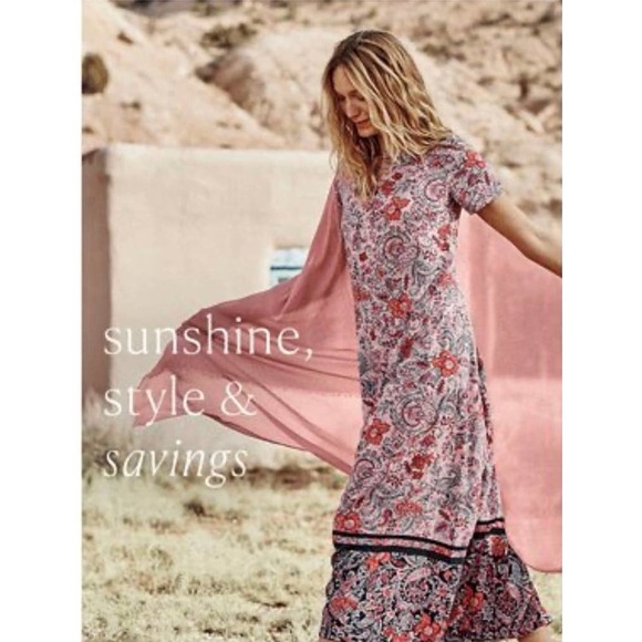 J.Jill Women’s Floral Paisley Short Sleeve Boho Maxi Dress Flowy Pullover Style - Picture 1 of 13